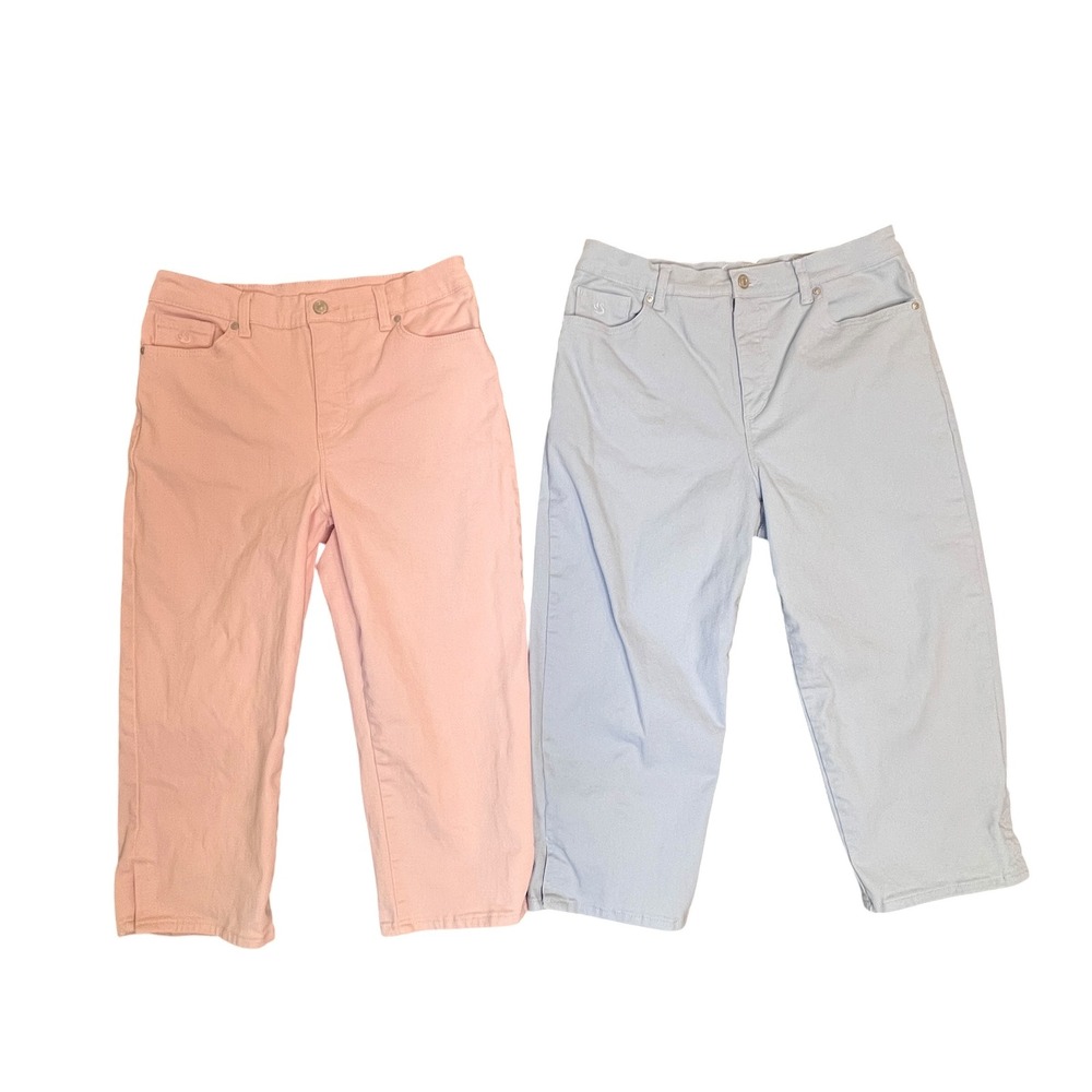Gloria Vanderbilt Capri Jeans Women 10 Pink Blue Slimming Effect Bundle 2 Pair